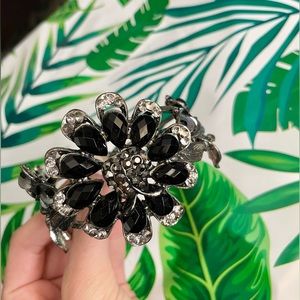 Vintage Black Rhinestone Silver bracelet